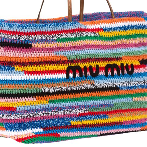 miu miu colorful crochet bag|multicolored crochet tote for women.